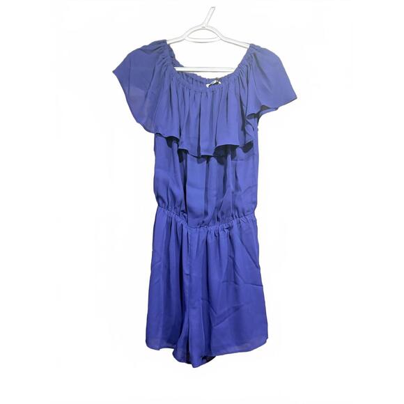 NWT Three Eighty Two Brand Women's Blue Off-Shoulder Romper - Picture 1 of 3